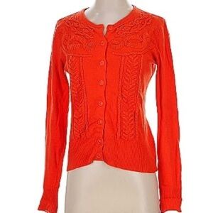 Anthropologie Tabitha Vibrant Orange Cardigan Sweater